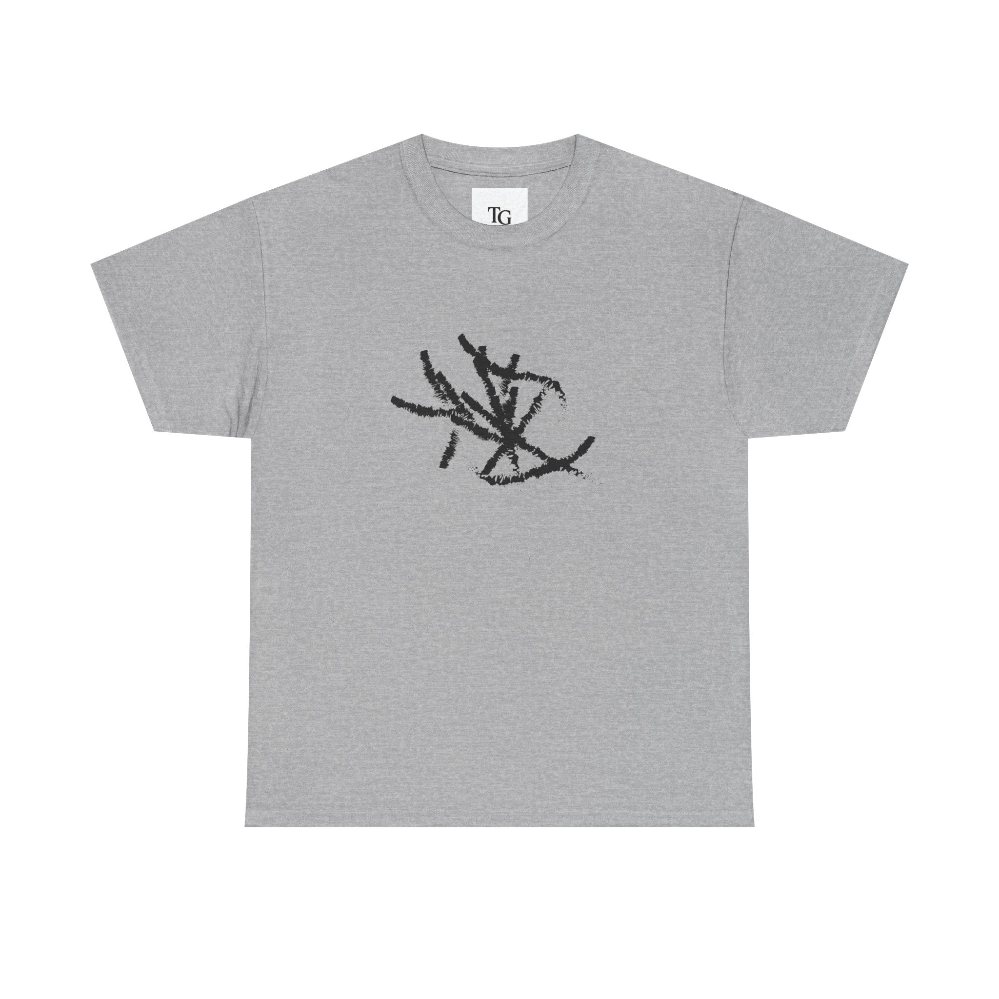 Unisex Heavy Cotton Tee with Abstract Art, Casual Streetwear, Graphic Tee for Art Lovers, Comfortable Everyday Wear, Gift for Birthdays