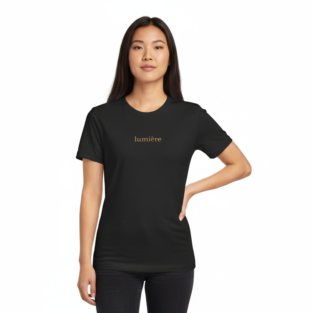 Lumière Unisex Jersey Tee, Casual T-Shirt, Everyday Wear, Gift for Him/Her, Minimalist Style, Black Tee