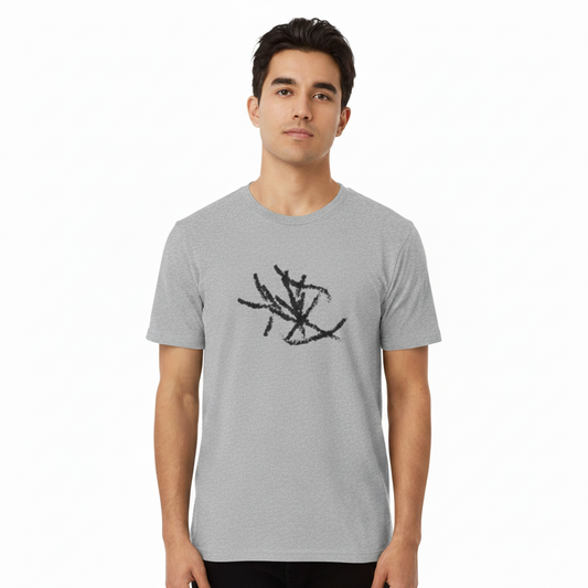 Unisex Heavy Cotton Tee with Abstract Art, Casual Streetwear, Graphic Tee for Art Lovers, Comfortable Everyday Wear, Gift for Birthdays