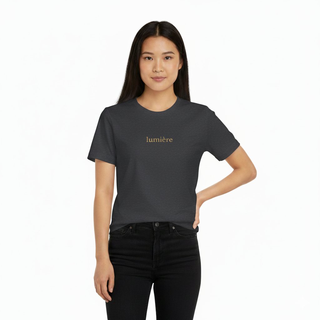 Lumière Unisex Jersey Tee, Casual T-Shirt, Everyday Wear, Gift for Him/Her, Minimalist Style, Black Tee
